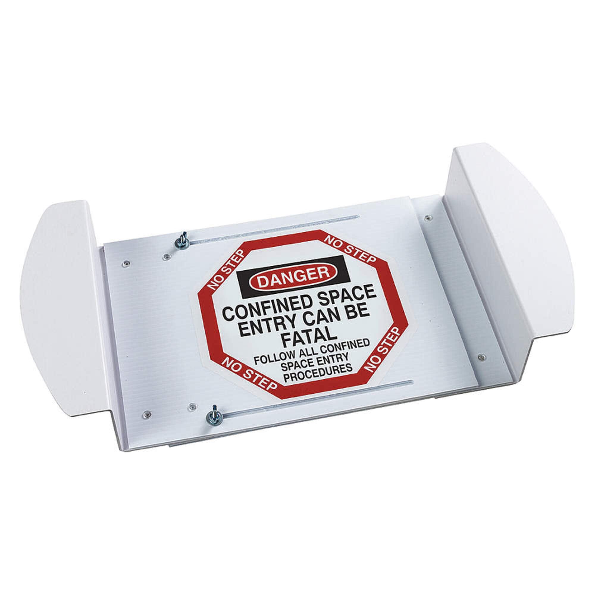 Brady 43753 Confined Space Manhole Cover, Black/Red on White